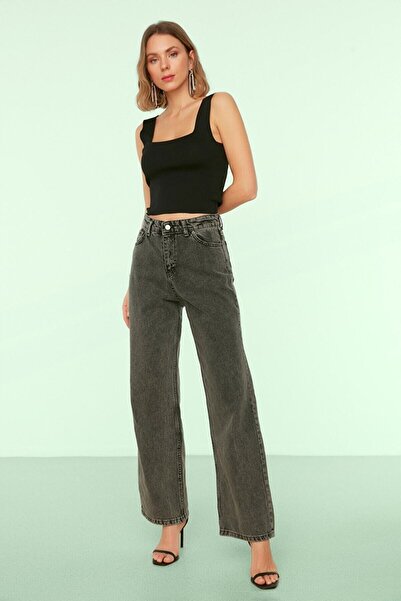 Ramrod Жіночі джинси з високою талією, широкими штанинами та еластичною вставкою