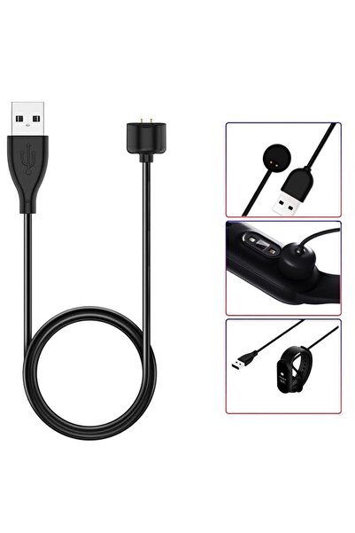 Coverzone Xiaomi Mi Band 5 Ile Uyumlu Akıllı Saat Şarj Kablosu Manyetik Usb Ş...
