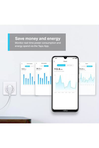 Berlinshop Tapo Nano Akıllı Wlan Priz, Tapo P115, Enerji Tüketimi Kontrollü, Smart Home Alexa Priz, Alexa, Goog