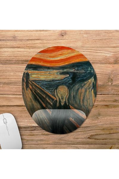 Pixxa نموذج لوحة ماوس يدعم المعصم Edvard Munch The Scream Cry - 1 بيضاوي