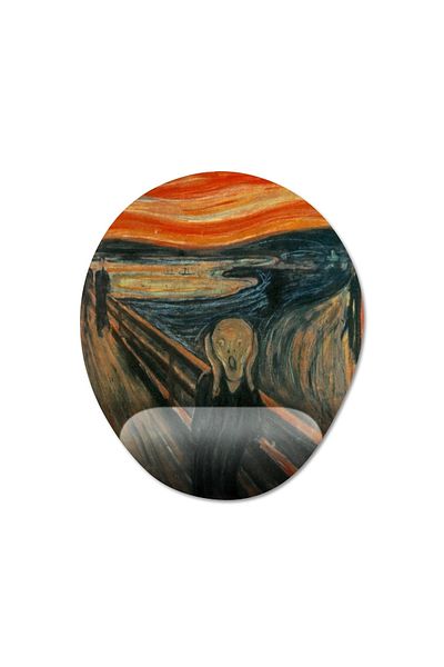 Pixxa نموذج لوحة ماوس يدعم المعصم Edvard Munch The Scream Cry - 1 بيضاوي