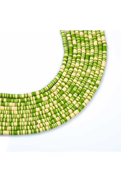 yfhobi 1 Dizi (40 Cm) - 6 Mm Fimo Boncuk, Yeşil-krem Tonu Polimer Kil Fimo Bo...