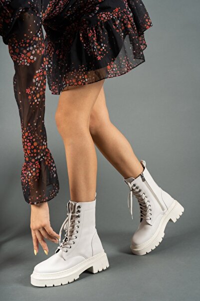 Riccon Bej Kadın Fermuarlı Postal Bot 0012299