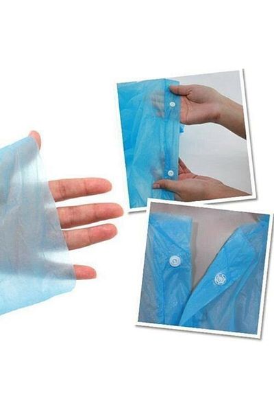İndiriminVar Disposable Raincoat with Snap Fasteners 10 Disposable Nylon Bags