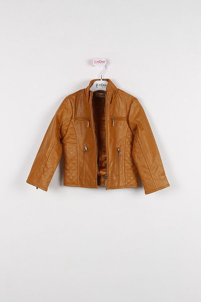 incity Girl's Mustard Leather Coat