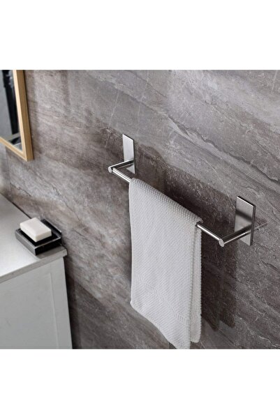 Genel Markalar Paslanmaz Çelik Havluluk Askılık 40cm - Inox Ss304 - Vidalamaya Delmeye Gerek Yok