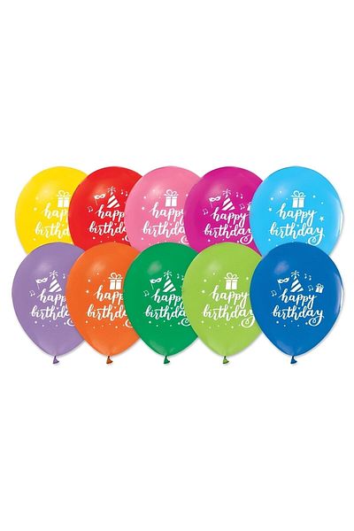 DÜVENCİ TİCARET Happy Birthday Party Printed 12" Pastel Balloon