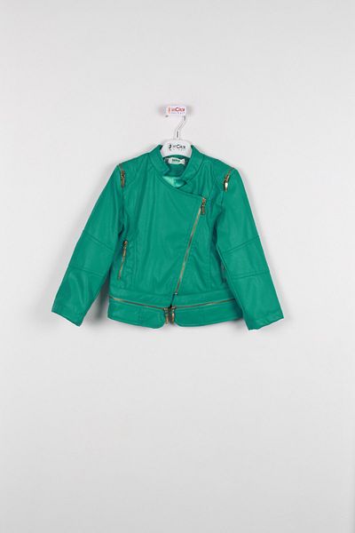 incity Girl Green Leather Coat