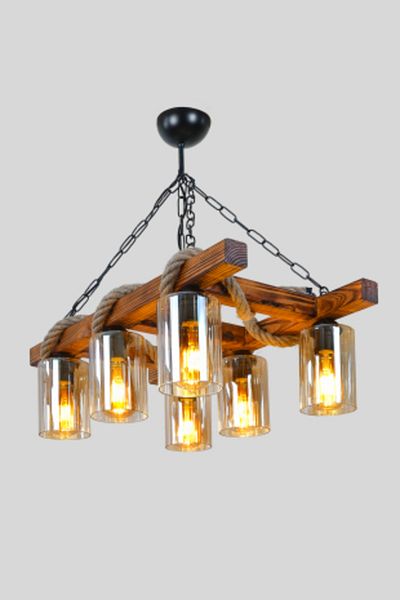 NOONLUX DESIGN&LIGHTING Glass Ladder Rope Living Room Living Room Dining Room Authentic Venue Wooden Chandelier