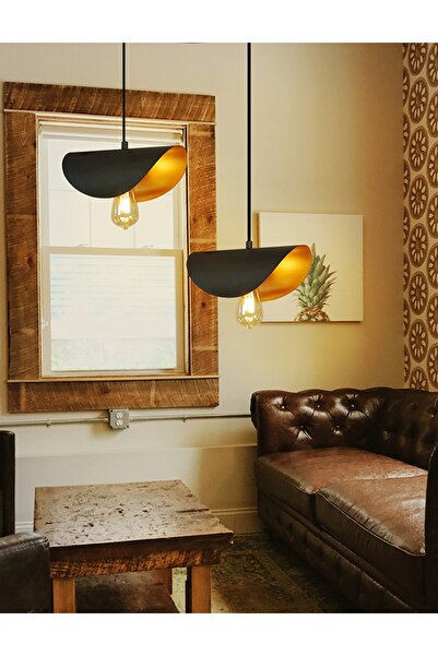 NOONLUX DESIGN&LIGHTING Metal Sarkıt Kıvrık 2 Li Tepsili Avize Cafe Bar Resta...