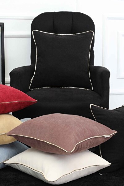 Genel Markalar Kenarları Gold Deri Biyeli Kırlent Kılıfı