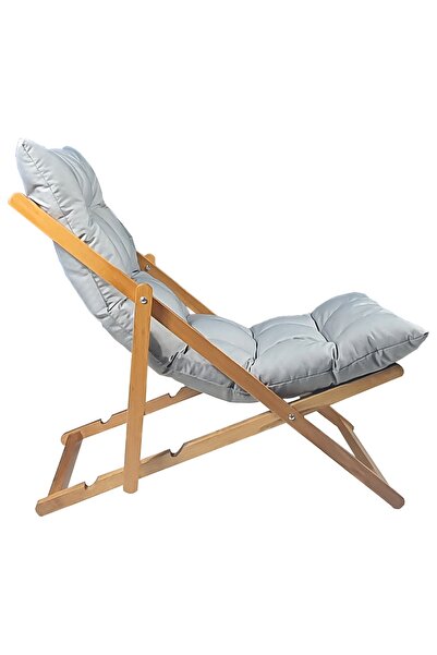 Bysay Ahşap Katlanabilir Taşınır Puf Minderli Şezlong