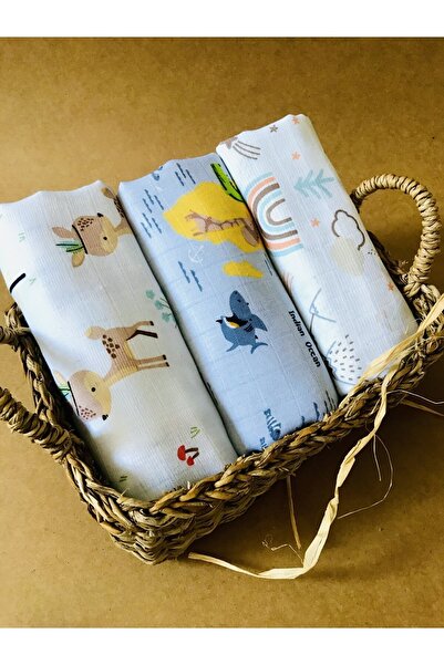 JUNİPERUS 3 Adet 110x110 Çok Amaçlı Müslin Bezi Örtü Battaniye