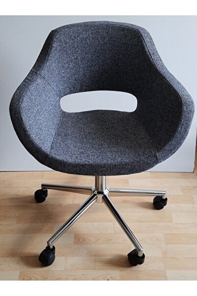 KamusalMarket Ofis Koltuğu Bilgisayar Sandalyesi Konik Ayaklı Antrasit Keten ...