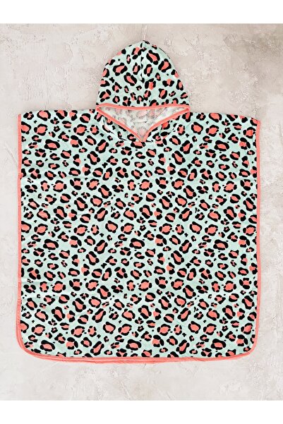 JUNİPERUS 9/12 Yaş Bornoz Plaj Havlusu Panço Kapuşonlu %100 Pamuk Emici