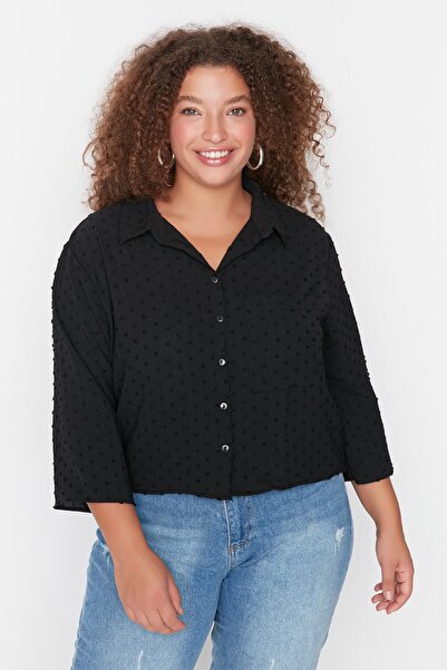 Trendyol Curve Plus Size Shirt - Black - Regular fit