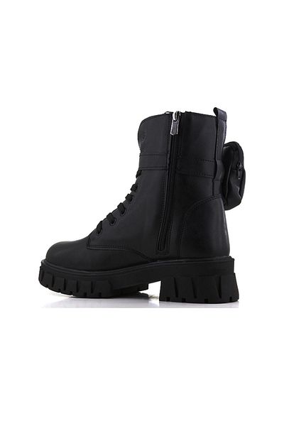 Aleza Shoes Carmen Black Skin Γυναικείες Μπότες με Αντιολισθητική Σόλα Πορτοφόλι