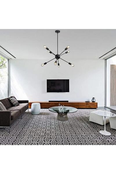 LİVORA LIGHTING Mia 8 Li Siyah Modern Kirpi Avize