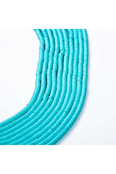 yfhobi 1 Dizi (40 Cm) - 6 Mm Fimo Boncuk, Turkuaz Renk Polimer Kil Fimo Boncu...