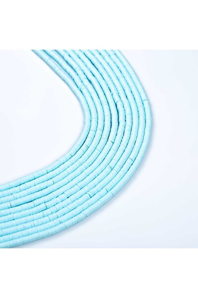 yfhobi 1 Dizi (40 Cm) - 6 Mm Fimo Boncuk, Açık Mavi Renk Polimer Kil Fimo Bon...