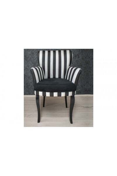 Mert Concept Çay Seti Koltuk Kollu Tekli Berjer Zebra Desen Siyah Beyaz Salon Kafe Balkon Bahçe Otel Ofis