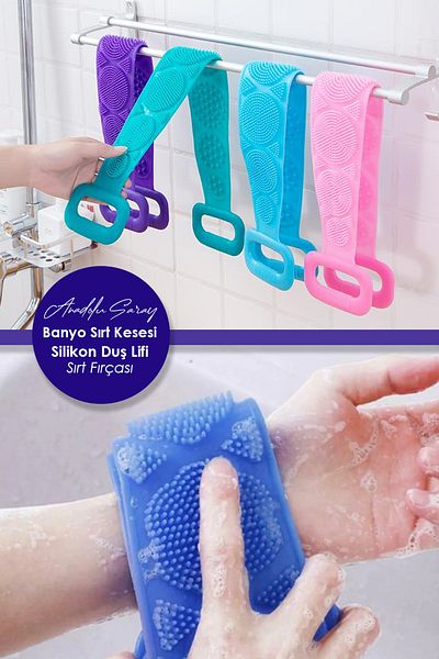 Anadolu Saray Çarşısı Double Sided Multi-Purpose Silicone Bath Back Scrub Double Sided Silicone Shower Bath Loofah Brush