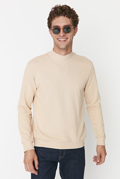 Trendyol Collection Μακρυμάνικο φούτερ με γιακά με λεπτή εφαρμογή σε πέτρα - TMNAW21SW0303