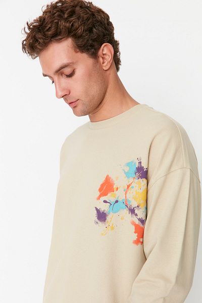 Trendyol Collection Geometric Printed Oversize Sweatshirt - Crew Neck TMNAW23SW00262