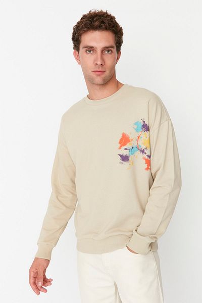 Trendyol Collection Geometric Printed Oversize Sweatshirt - Crew Neck TMNAW23SW00262