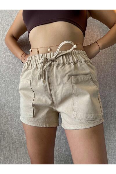 MET AND MARCH Bağlamalı Renkli Jean Şort