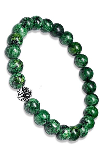 Tesbih Atölyesi Certified Real Natural Jade Bracelet - With Silver Attachment