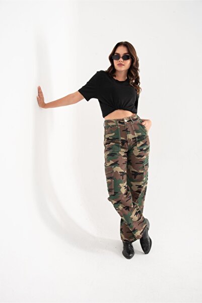 Darkly Jeans Beyaz Süper Yüksek Bel Kontrast Kargo Straight Fit Jean Pantolon