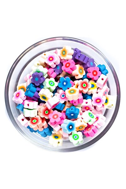 yfhobi 10 Adet - Polimer Fimo Boncuk, Karışık Renkli Çiçek Desenli Polimer Ki...