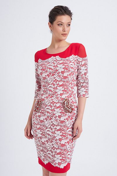 Balizza Blz-front Lace Guipure and Stone Embroidered Dress