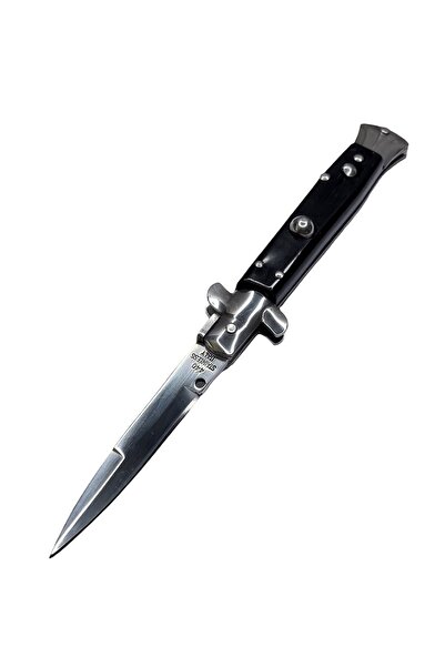 John Connely Italyan Stiletto Siyah Çakı Düğmeli Autdoor 21 Cm