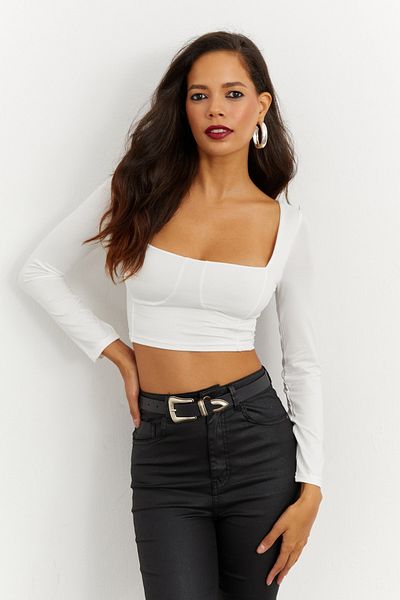 Cool & Sexy Dámská blůza CG263 s bílým čtvercovým límcem