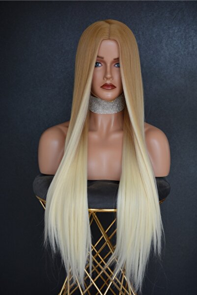 REMY HAİR Gold Platin Ombreli Düz Fiber Sentetik Peruk