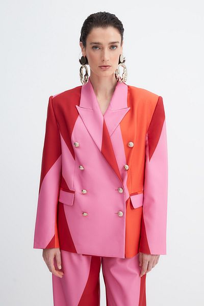 Trendyol Collection X Zeynep Tosun többszínű gombos részletes túlméretes kabát TPRAW23CE00016