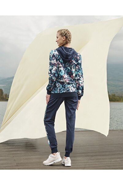 Doreanse Women's Navy Blue Multicolor Patterned Tracksuit Set