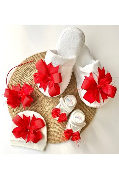 irembaby Anne Bebek Lohusa Seti Kırmızı Lohusa Tacı Terlik Bebek Ayakkabısı V...
