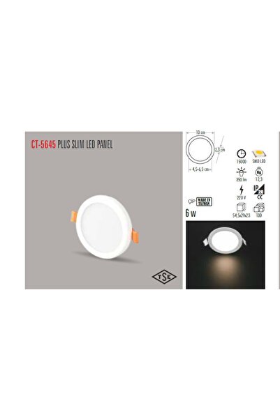 Cata Ct-5645 6w/3200k Plus Led Panel Armatür(g.ışığı-12adet)