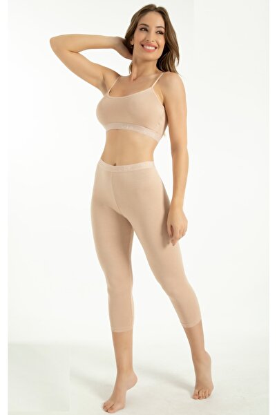 by İGP Kadın Ten Rengi Bambu Kapri Tayt