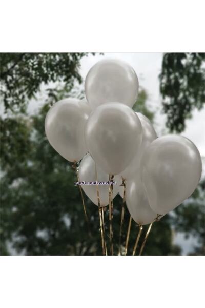 BalonEvi Beyaz Metalik Balon 10’lu