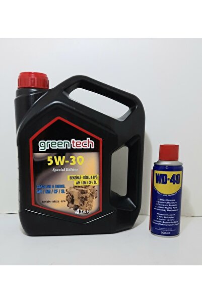 Greentech 5w-30 Motor Yağı 4 Litre + Wd 40 Çok Amaçlı Yağlayıcı 200 Ml