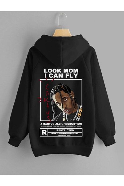 CANDEL Unisex Cactus Back Printed Hooded Sweatshirt