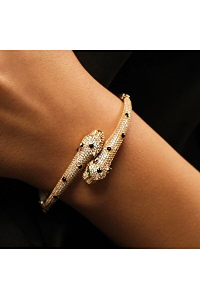 Kaptan Kuyumculuk Beyaz Taşlı Panter Bilezik Blz0111