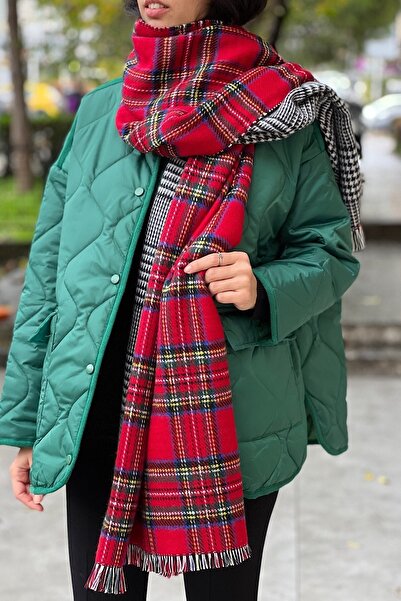 novon Eșarfă cu model în carouri scoțiene pe două fețe