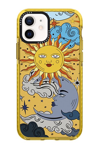shoptocase Iphone 12 Uyumlu Hardal Impact Güneş Ay Tasarımlı Telefon Kılıfı