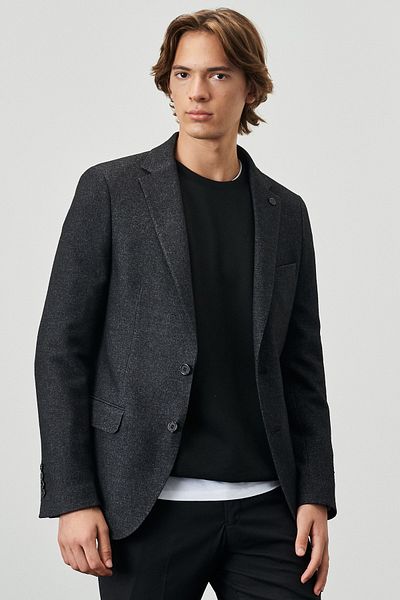 ALTINYILDIZ CLASSICS Ανδρικό Anthracite Slim Fit Slim Fit Μονόχρωμο μοτίβο μαλλί παλτό από ειδικό ύφασμα
