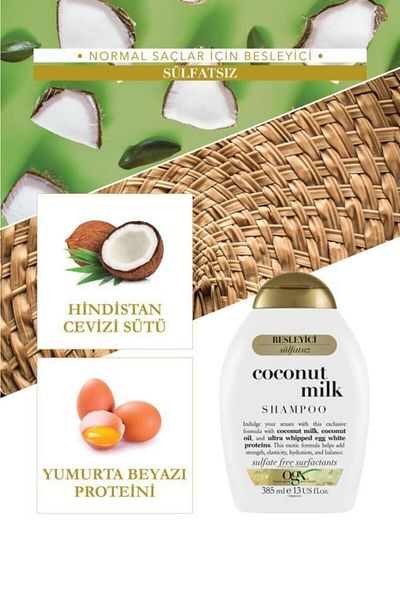 OGX Coconut Milk Nourishing and Strengthening Shampoo - 385 Ml.
